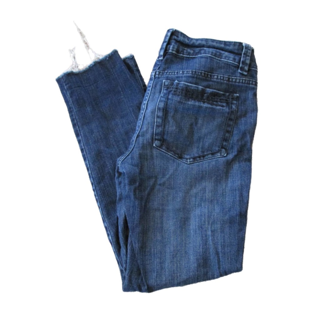 Elle Skinny Jeans Womens Size 2 Distressed Low Rise Medium Wash‎ Denim Cut Offs